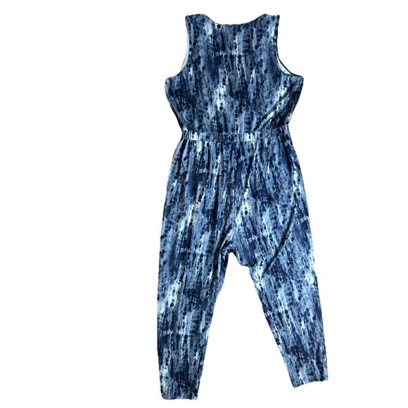 Old Navy Women’s XL Active Blue Pattern Jumpsuit Breath On Stretchy Pockets - Picture 5 of 7